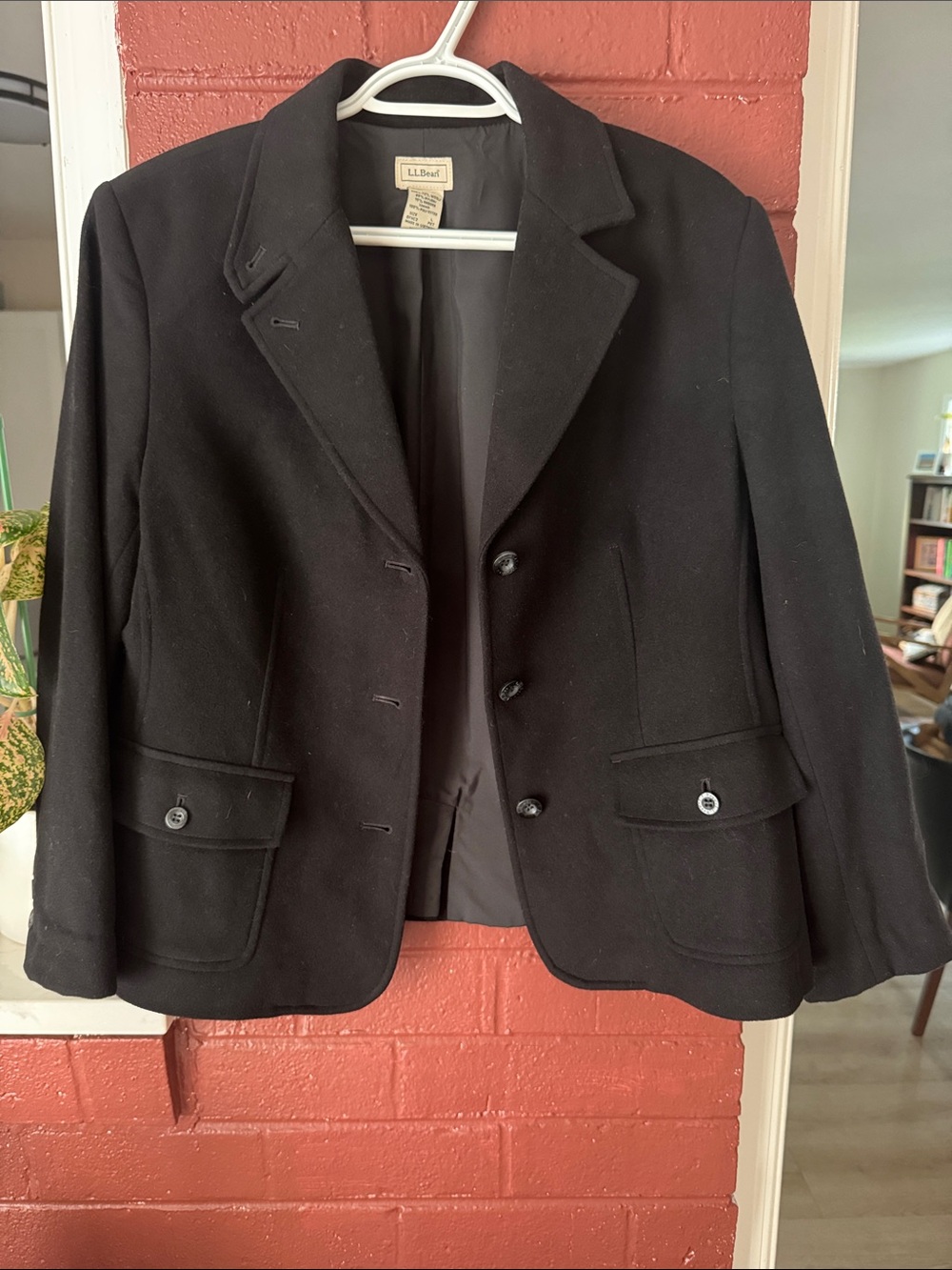 L.L. Bean Women's Black Tailored Wool-Blend Blazer Large Petite